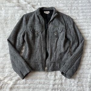 Michael Kors Wool Blend Charcoal Moto Jacket